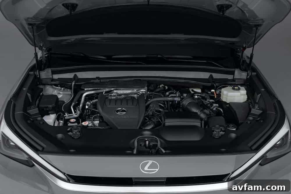 Front three-quarter view of the Lexus TX against a blurred background.