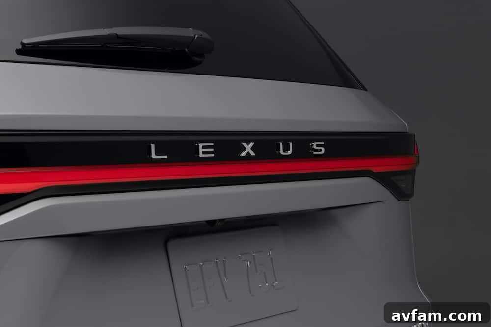 Lexus TX's rear fascia and badging.
