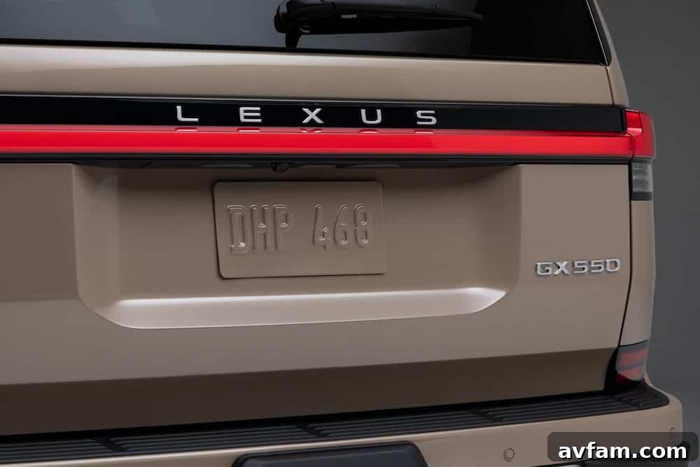Close-up of the 2024 Lexus GX Overtrail's all-terrain tire and wheel, showcasing its robust design