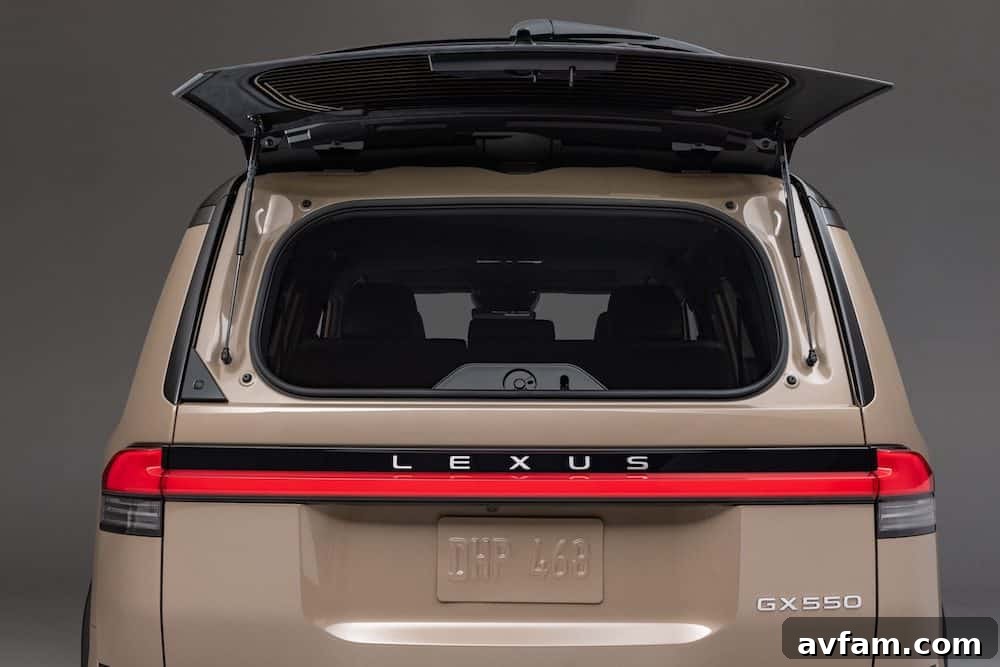 Front grille and headlight detail of the 2024 Lexus GX, showcasing its rugged yet refined design