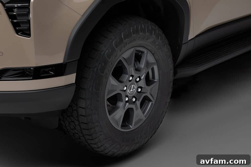Close-up of the 2024 Lexus GX's climate control and off-road controls on the center console