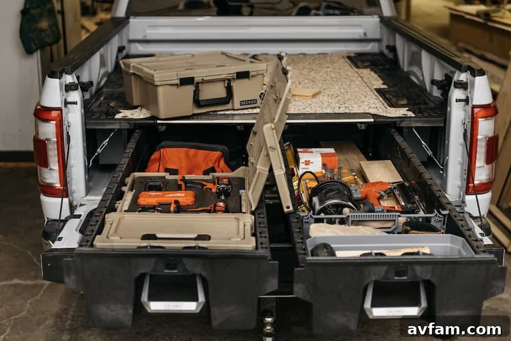 DECKED system providing flat and secure cargo area.