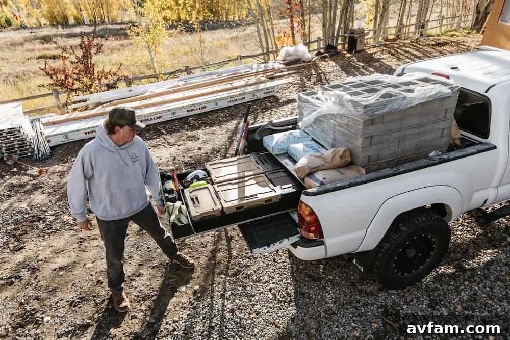 Detailed view of the DECKED mid-size Super Drawer, highlighting its robust design and wide access.