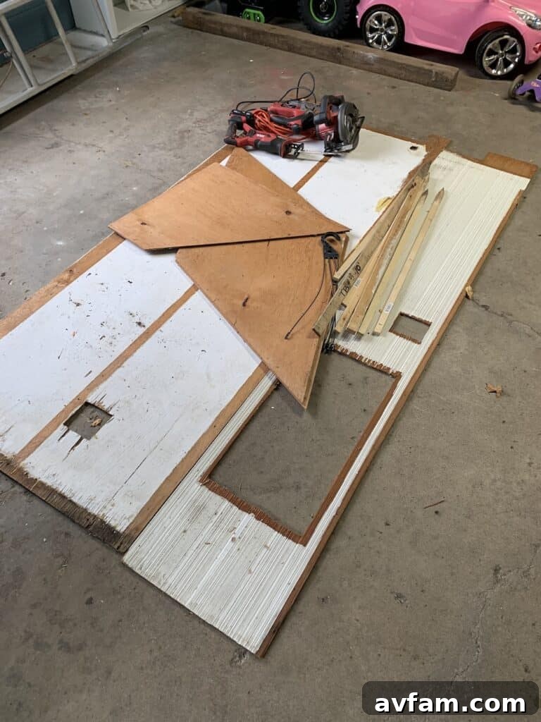 Basement Paneling for Recycling Pile of old wooden basement paneling ready for upcycling