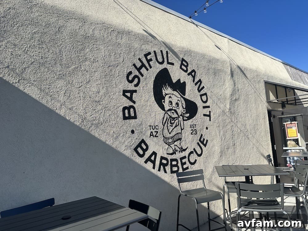 Patio Dining Experience Guests enjoying the lively patio dining area at Bashful Bandit Barbecue