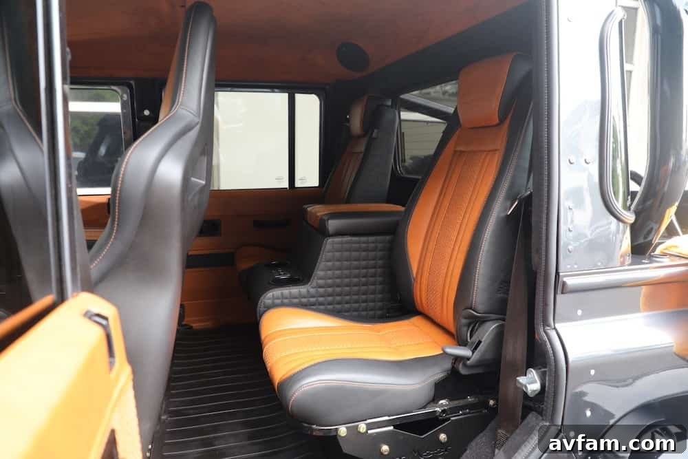Dashboard and steering wheel of the custom Defender 6x6