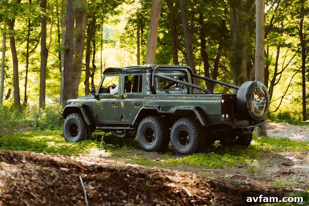 Custom Defender 6x6 in action