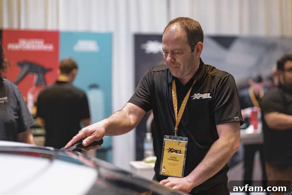 Close-up of XPEL Windshield Protection Film application