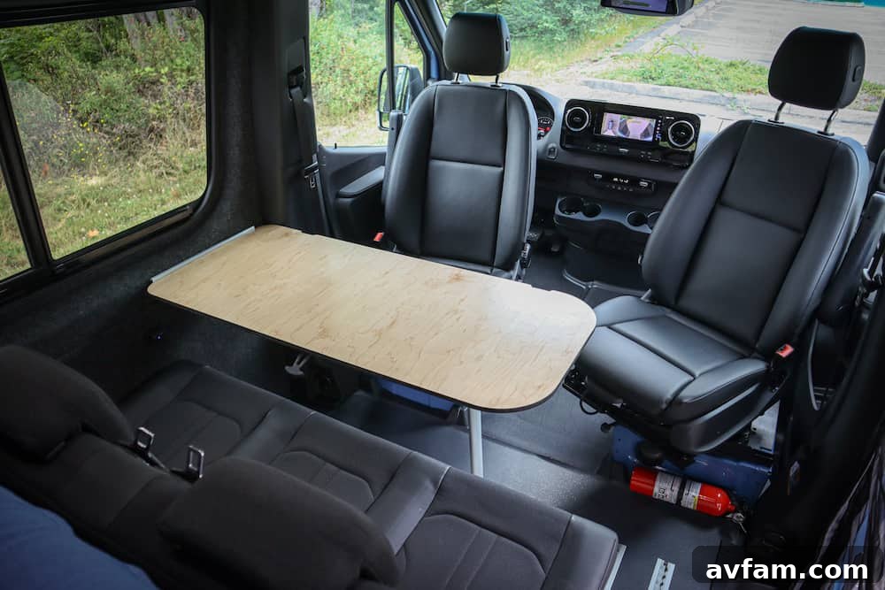 Alpaca Van Interior Living Interior view of the Alpaca camper van showing the living space and kitchen