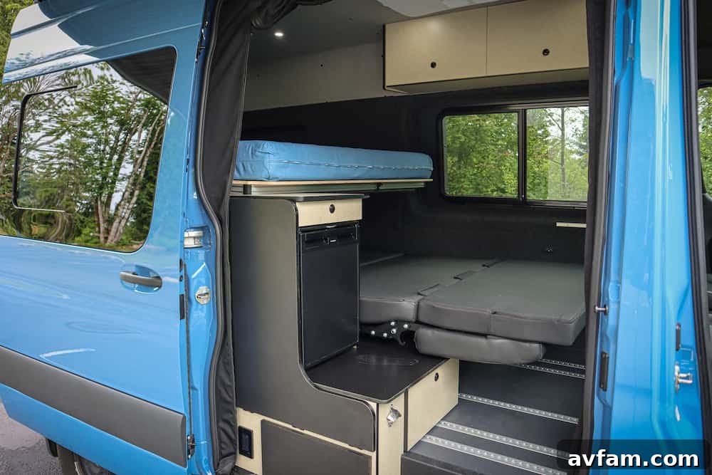 Alpaca Van Bench Seat Alpaca camper van interior showing the Benchbed as a seat