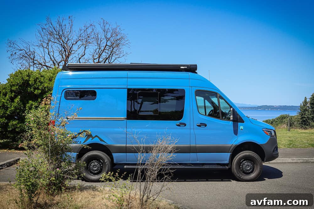 Alpaca Van Side View Alpaca camper van exterior with pop-out window