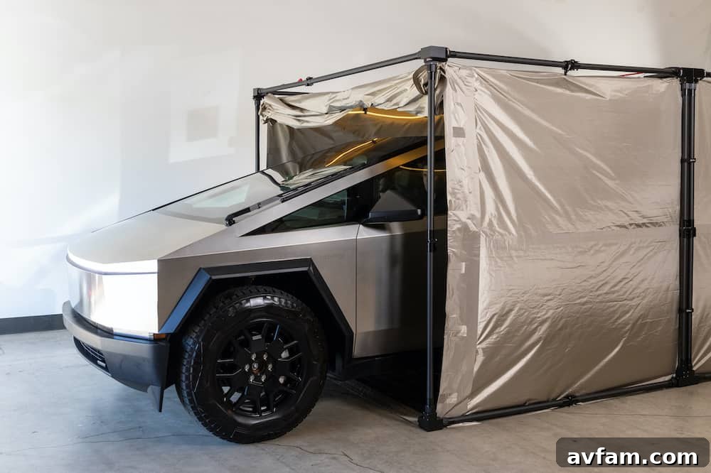Mission Darkness CYBERCYLENT EMP Faraday Car Cover protecting a vehicle from electromagnetic pulses
