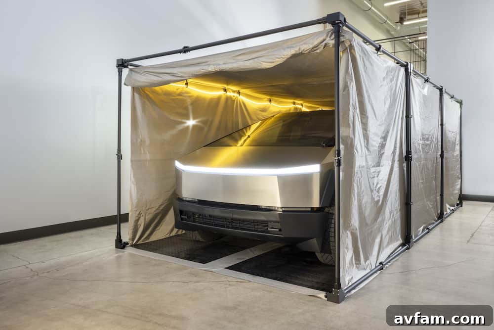 Detailed view of CYBERCYLENT EMP Faraday Car Cover's robust features and construction