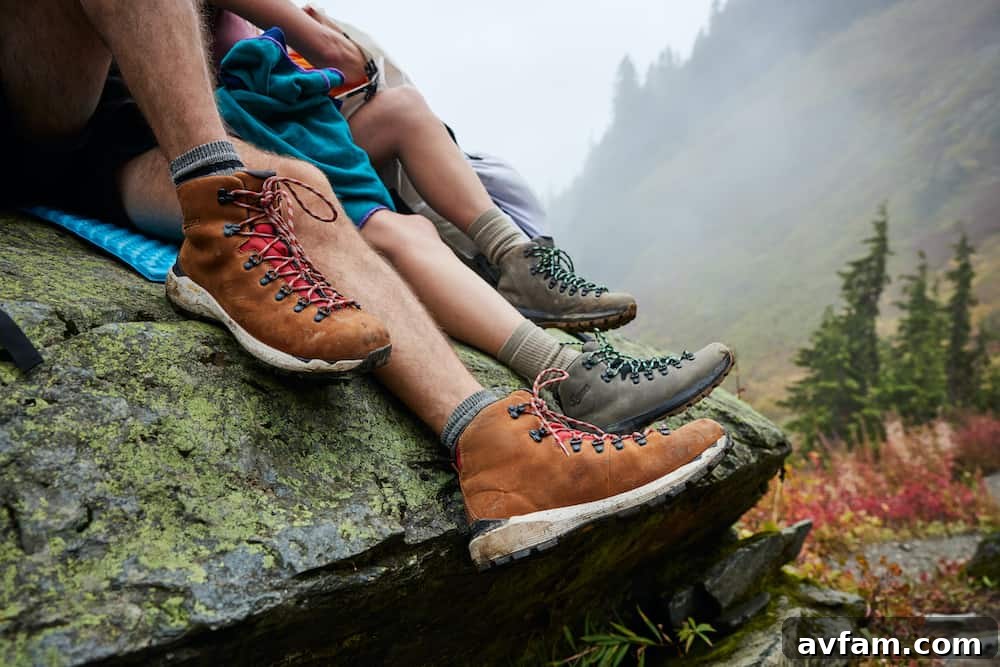 Close-up of the Danner Mountain 600 EVO's full-grain leather upper and lacing system.