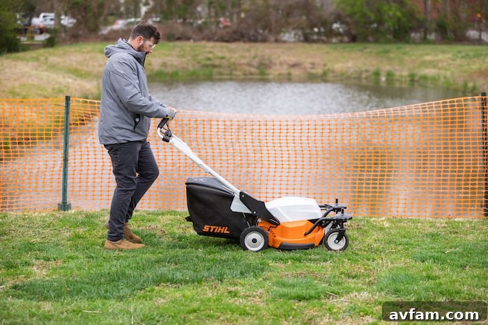 Andrew Johnson Demos RMA 765 V Stihl Product Manager Andrew Johnson demonstrating the Stihl RMA 765 V, highlighting its user-friendly features and performance.