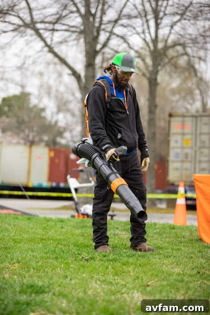 BGA 300.1 Backpack Blower Demo Influencer 'You Grow It, We Mow It' demonstrating the powerful Stihl BGA 300.1 Backpack Blower, highlighting its professional-grade performance.