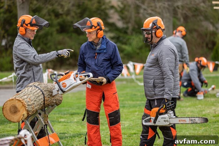 Influencer Filming Stihl An influencer capturing footage of Stihl battery-powered equipment, creating content for their audience and showcasing the innovation.