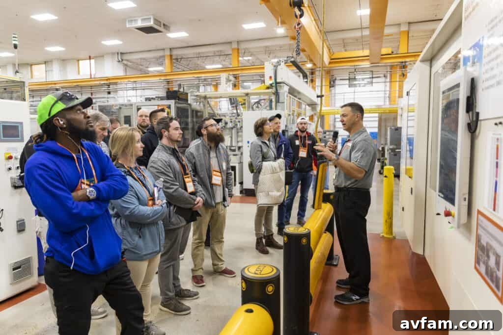 Donny Tabor on Stihl Factory Tour Unit Head Donny Tabor engaging with visitors during the Stihl Factory Tour, discussing manufacturing processes and quality control.