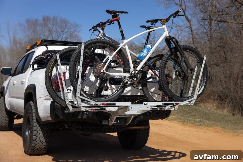 1UP USA Super Duty Hitch Rack showcased at Sea Otter Convention.
