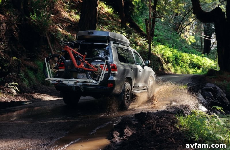 1UP USA Super Duty Hitch Rack with a heavy e-bike mounted, ready for adventure.
