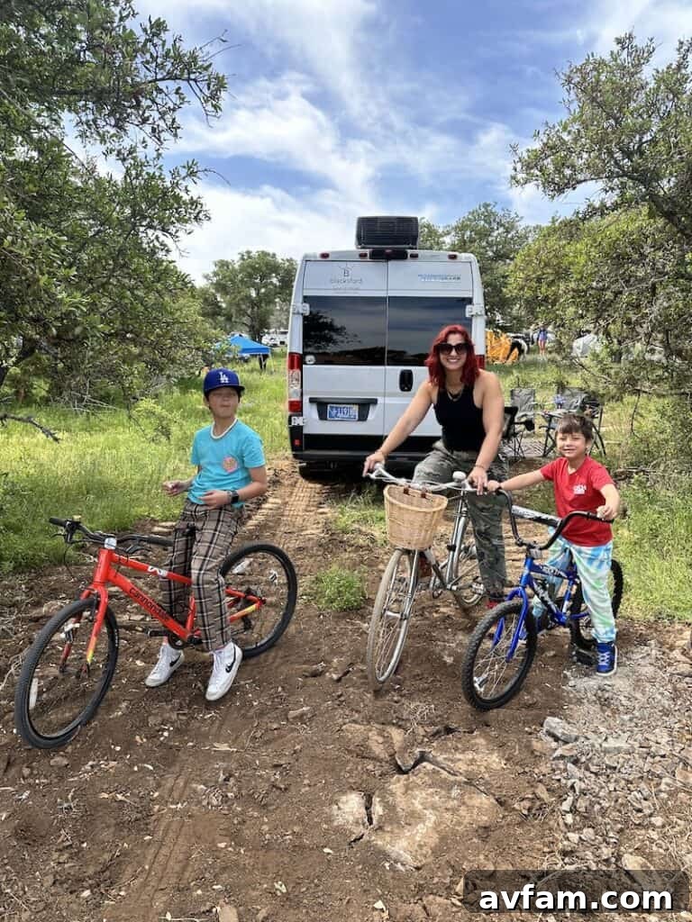 A family enjoying a meal together inside their comfortable Blacksford RV.