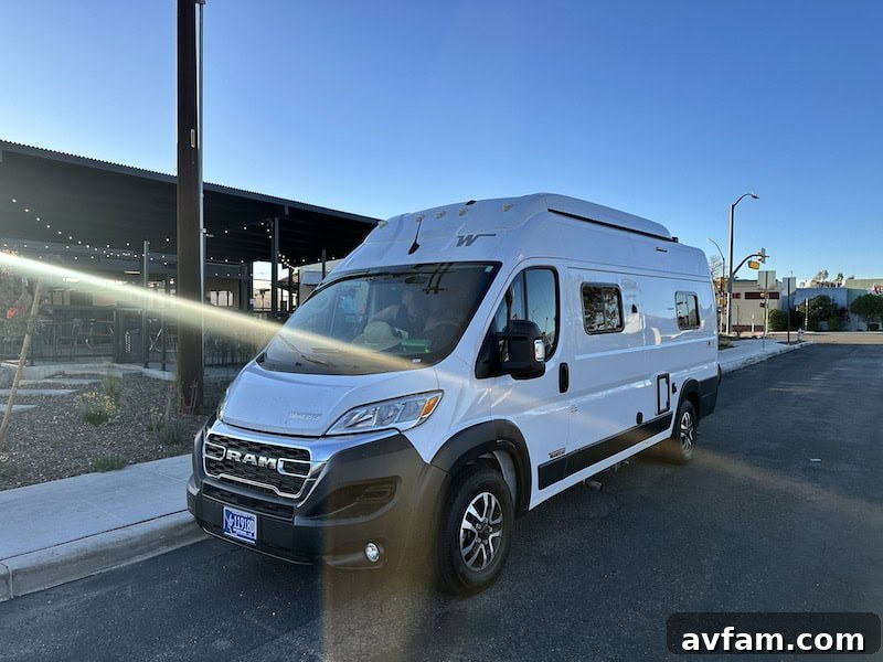 The striking exterior of a Blacksford RV, showcasing its modern aesthetics.