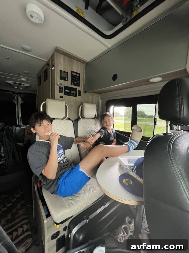 The functional and stylish kitchen area of a Blacksford RV.