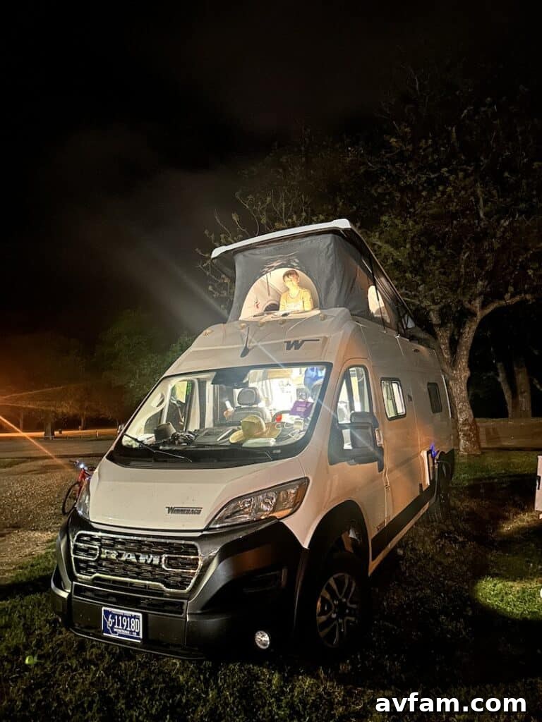 The interior of a clean, well-appointed Blacksford RV, showcasing modern amenities.