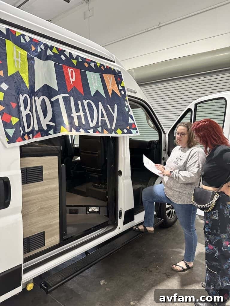 Cindee, the Blacksford RV manager, warmly welcoming a family.