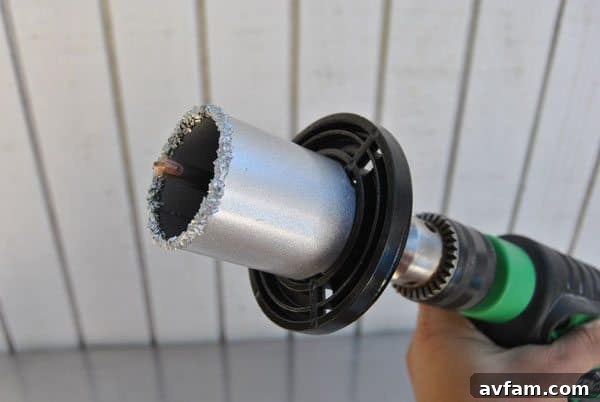 Prepare your carbide-tipped masonry hole saw for drilling