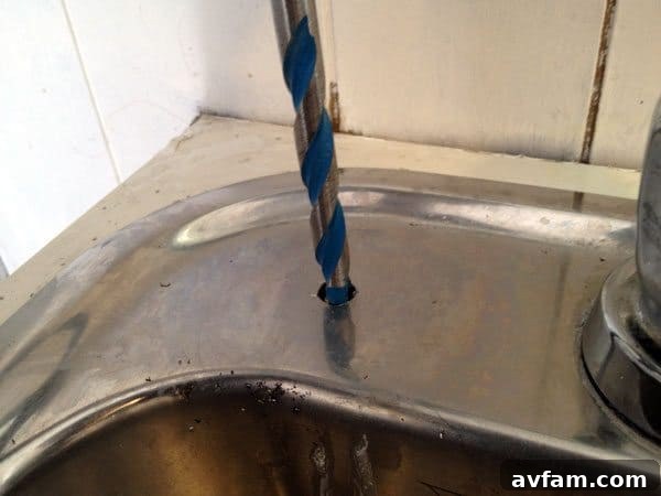 Drilling a Hole in Stainless Steel for Water Filter Faucet