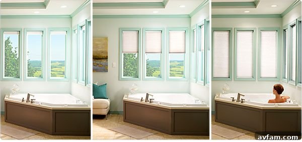 Serena Shades beautifully complementing a modern bathroom design