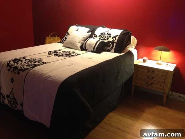 Vibrant Red Bedroom Interior Finished Red Bedroom with Smoked Paprika Paint