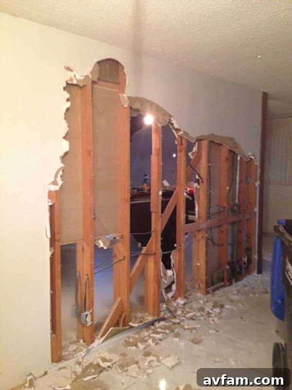Demolishing Interior Wall Wall Removal for Open Concept Living Room