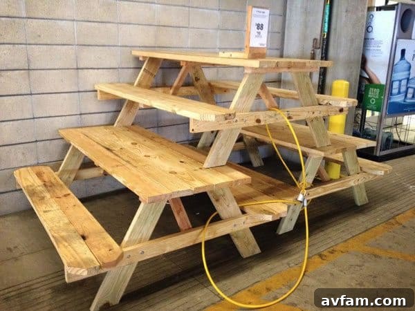 Budget-friendly flat-pack picnic table kit, showcasing a cost-effective option for outdoor furniture.