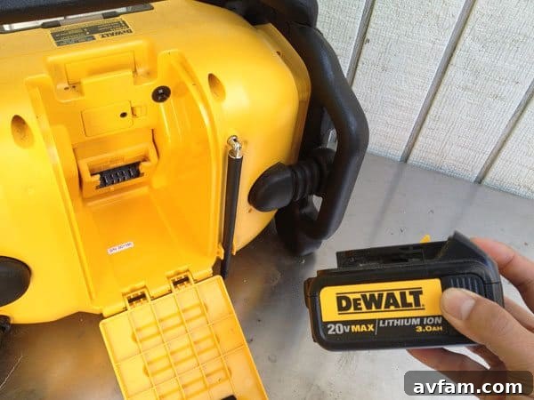 DeWALT DCR015 powered by 20V MAX battery