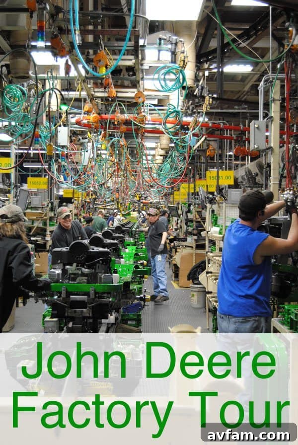 John Deere Horicon Works factory exterior view, showcasing the main entrance for visitors