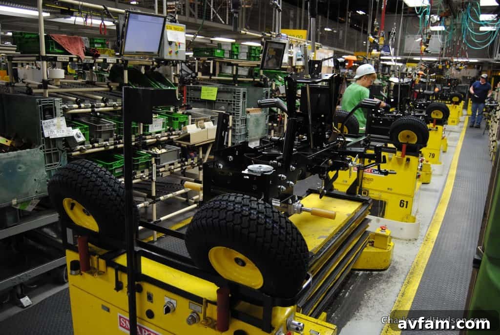 Completed John Deere utility vehicles ready for dispatch from Horicon Works