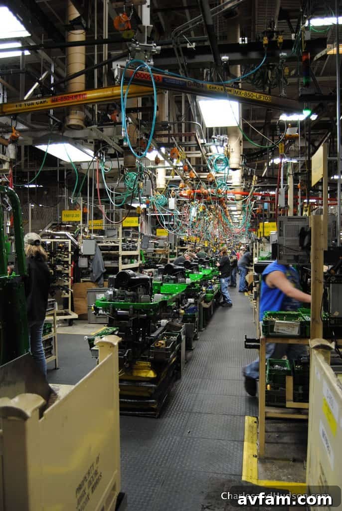 An automated guided vehicle (AGV) transporting components efficiently