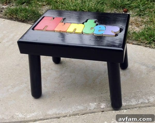 Child Using a Personalized Step Stool