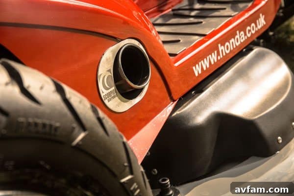 Custom exhaust system on the Honda Mean Mower