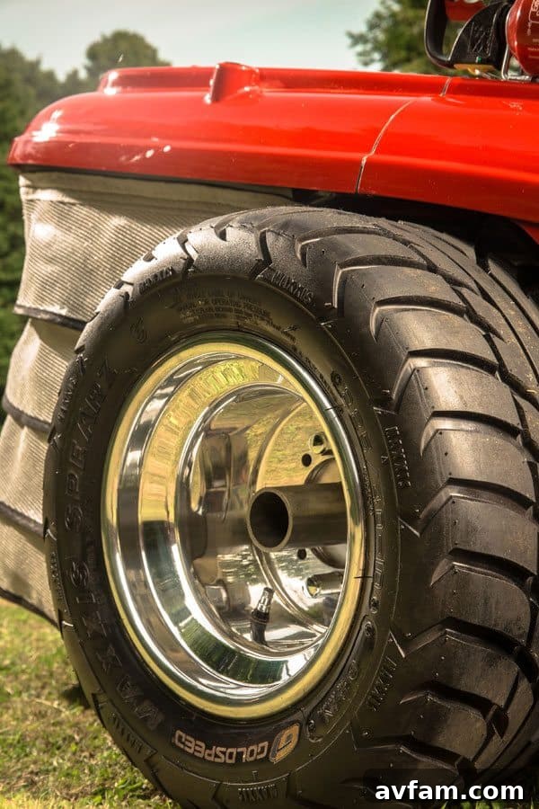 ATV racing wheels on the Honda Mean Mower