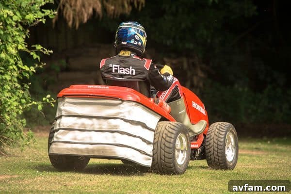 High-speed blurred image of the Mean Mower