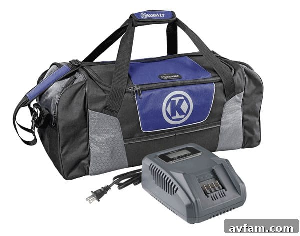 Kobalt 20V MAX Kit Contents Kobalt 20V MAX Cordless Tool Kit with Bag and Batteries