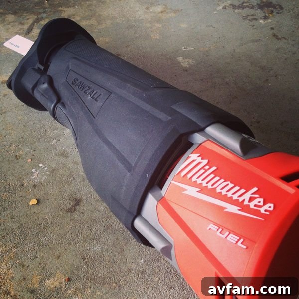 Close-up of Milwaukee M18 FUEL Sawzall