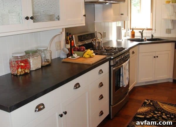 Smooth and seamless solid surfacing kitchen countertops, perfect for modern and hygienic spaces