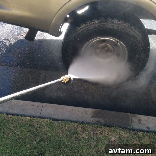 Cleaning a truck with a Ryobi pressure washer pressure-wash-truck