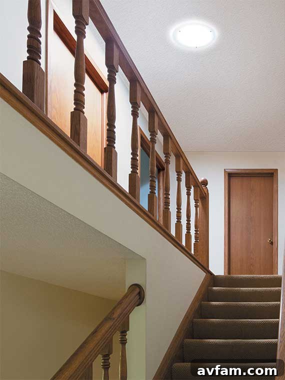 Stairwell beautifully lit by a Solatube Daylighting System