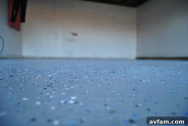 Epoxy Garage Floor Drying - Close-up View