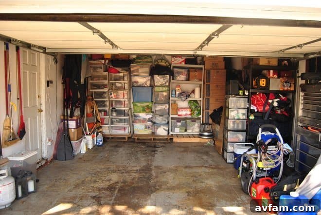 Stained Concrete Garage Floor Before Epoxy Application